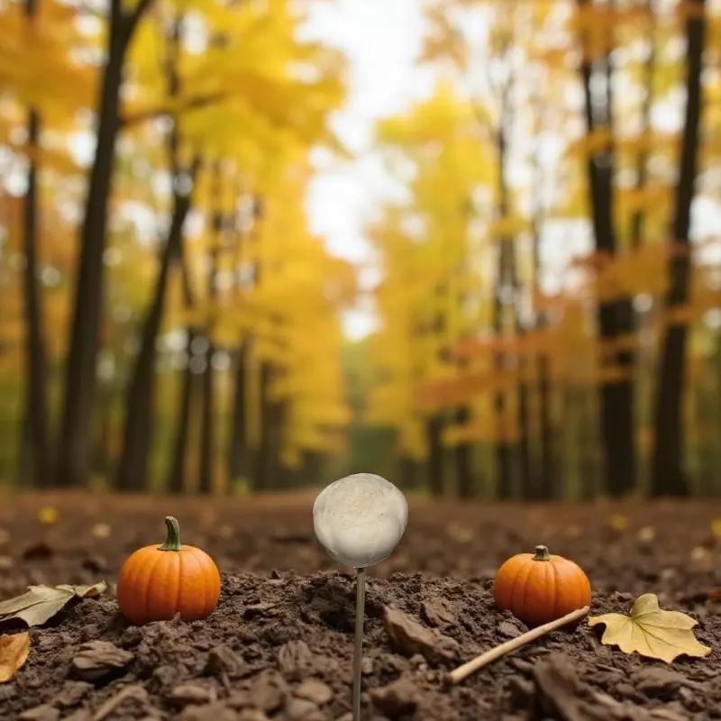 Petite renoncule blanche en cire artisanale, fleur poétique dans une foret d'automne avec deux citrouille – Lulu Baladine