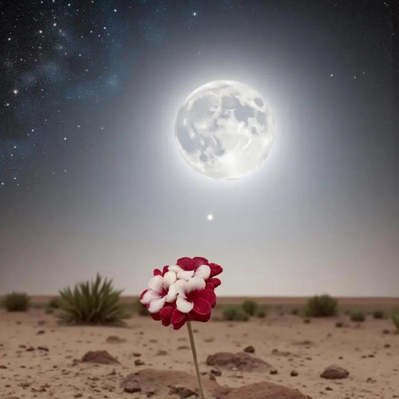 Primevère moyenne bordée rouge en cire artisanale, fleur décorative poétique sous la lumière de la lune – Lulu Baladine